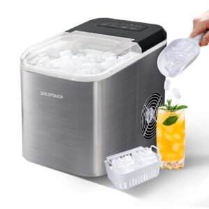 ice maker countertop 9 pcs ice in 6 mins 33lbs/24h stainless steel compact ice maker machine with self cleaning for home, restaurants, bars, and rv