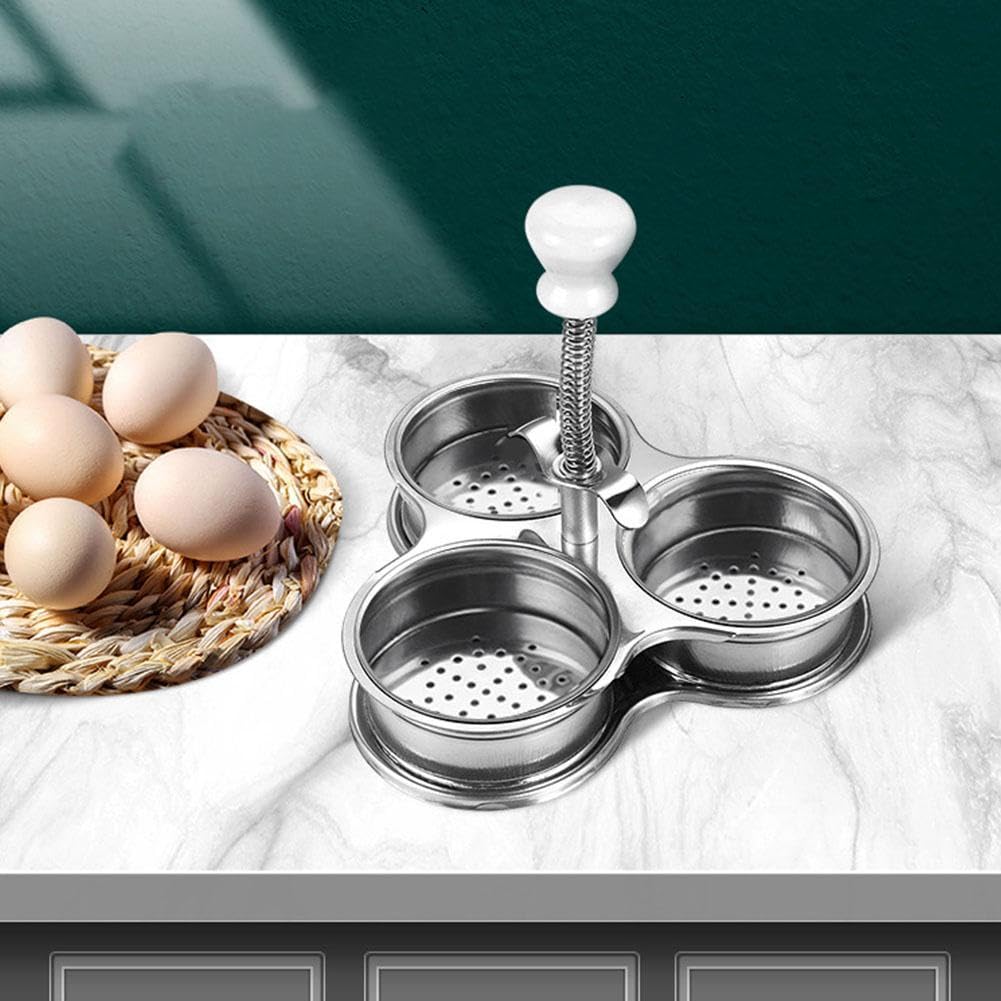 Generic Stainless Steel Egg Poacher,Egg Poacher Pan,Poached Egg Cooker, Nonstick Poached Egg Pan Boiled Eggs Maker,Egg Pan with 3 Cups Egg Cooker Poached Egg Maker for Kitchen (Stainless steel)