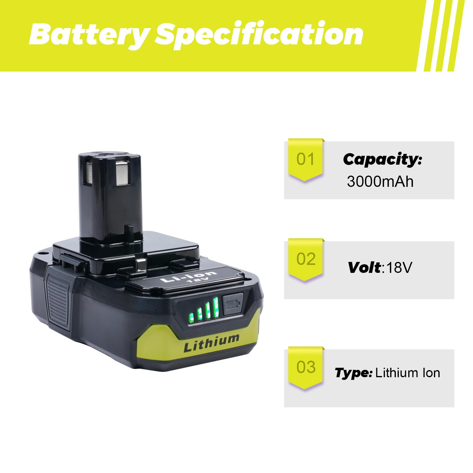 ULDERTRA 2-Pack 3.0Ah Replacement Batteries and Rapid Charger for Ryobi 18V Tools