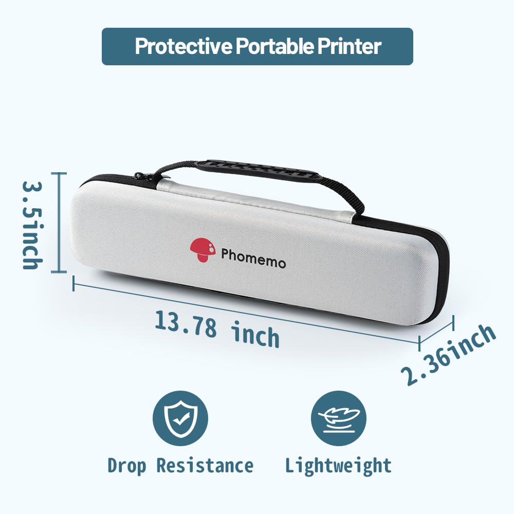 Phomemo M08F Portable Printers Wireless for Travel with Case, Bluetooth Thermal Printer Compatible with iOS, Android, Laptop, Inkless Mobile Printer for Travel