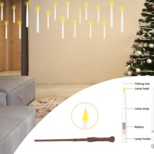 GTYZZH Floating Candles with Wand, 24PCS Hanging Candles with Remote Wand, Warmwhite Flickering Flameless Magic Floating Candle Lights for Halloween Christmas Decorations