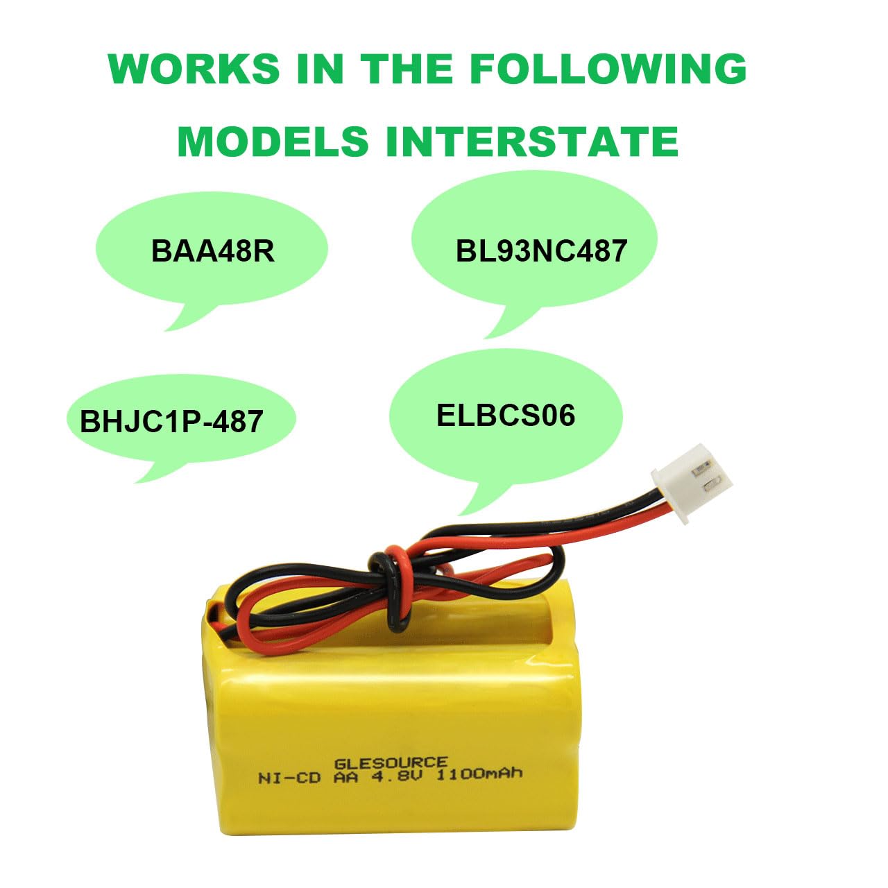 GLESOURCE(10 Pack) 4.8v 1100mAh Compatible for MAG93NC487 BL93NC487 Lithonia ELB B006 Lithonia ELBB006 ELBCS06 ELB-CS06 Emergency/Exit Light Sign