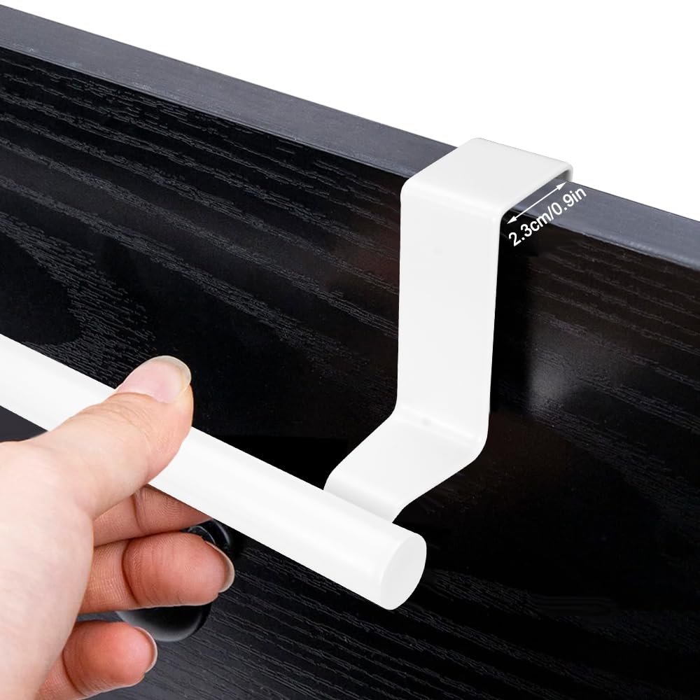 4 Pcs Cabinet Door Towel Bar, Dish Towel Rack for Cabinet, Stainless Steel Kitchen Towel Holder, Over The Door Hand Towel Hanger for Kitchen Bathroom Cupboard (White)