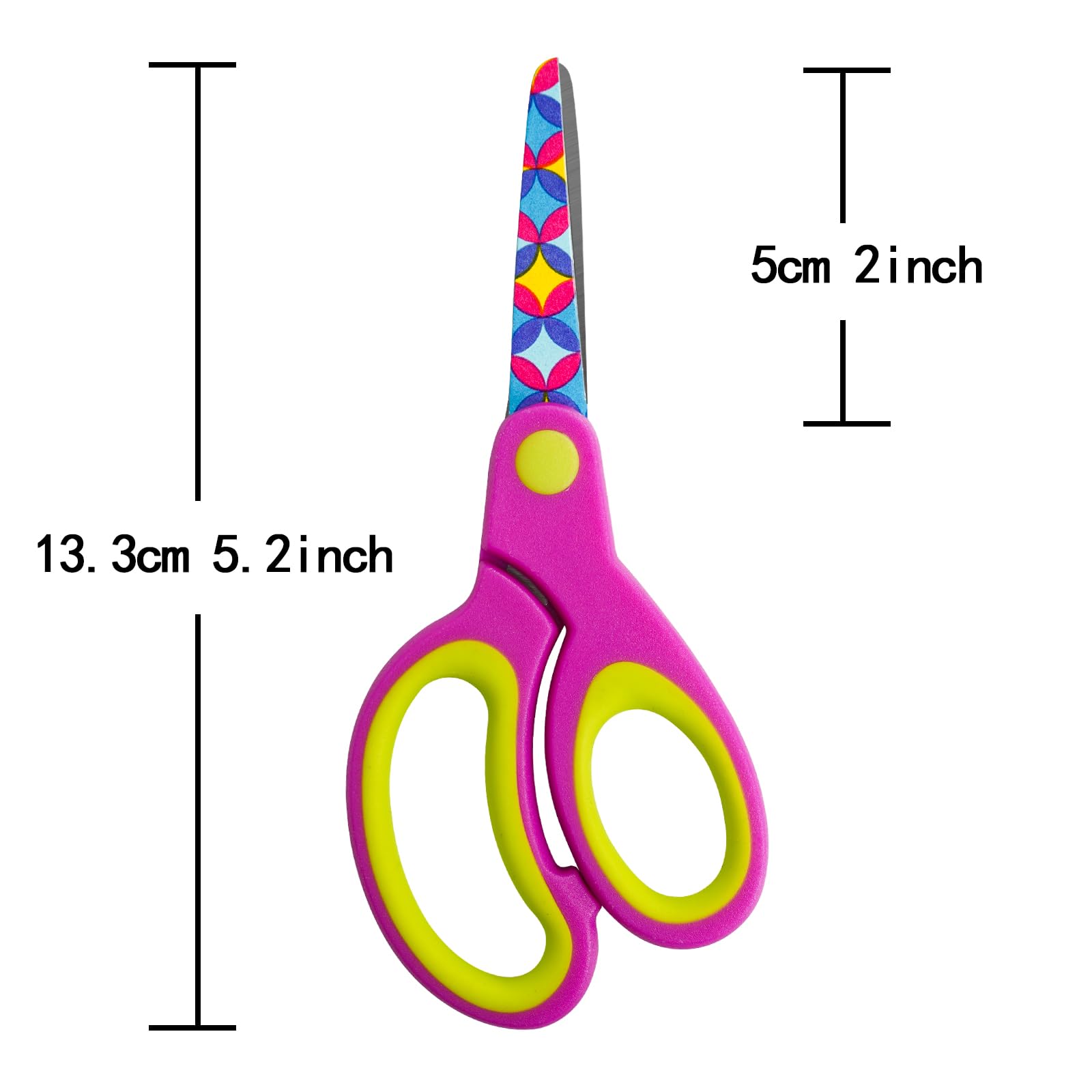 kids Scissors 3 Pack Children's Scissors with Comfort Handles 5" Safety Blunt Tip Scissors Floral Print Blades and Soft Grip Cute Scissors,School, DIY, Home, Classroom Use Crafting Cutting Paper