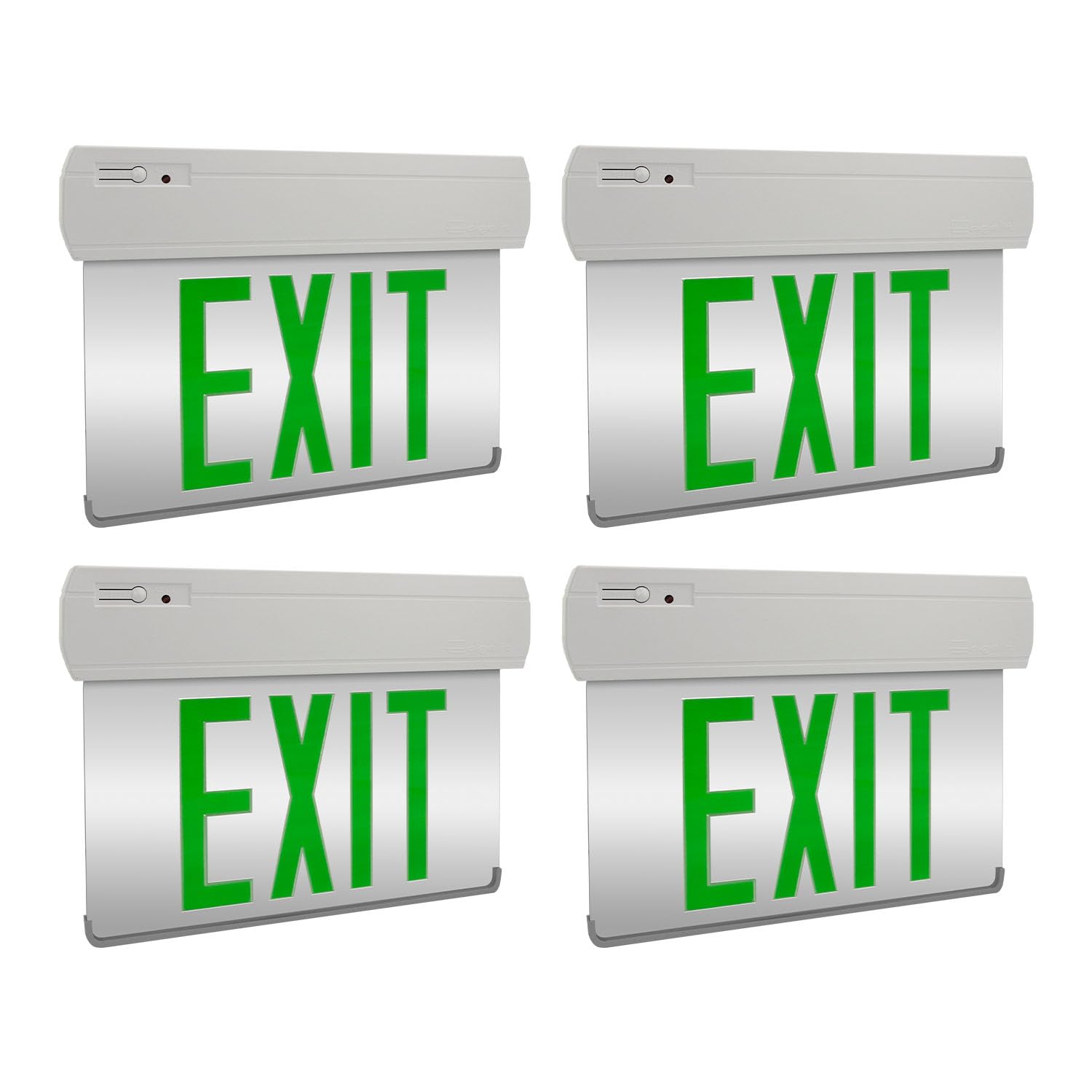 LimoLighting [4 Pack] Next Gen. LED Edge Lit Exit Sign Lighting Green Letter, Mirror Single Face, UL & ETL Listed, Hardwired Emergency Exit Lighting with Battery Back Up, 110 to 347VAC, AGG3402