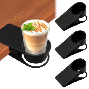 3pcs drinking cup holder clip, kalolary chair desk bottle cup stand diy glass clamp storage saucer clip for potted plant beverage soda coffee mug holder clip for home & office (black)