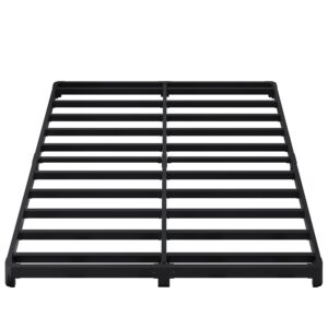 Likelalaso 3 inch Low Full Size Bed Frame with Rounded Corner, Heavy Duty Metal, Easy Assembly, Noise Free, Black