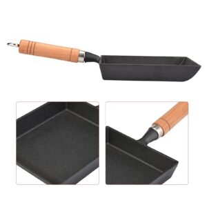 Keenso Tamagoyaki Japanese Omelette Pan, Frying Pan, Egg Pan Skillet Dishwasher Induction Ready Cast Iron Wooden Handle Nonstick Frying Pan