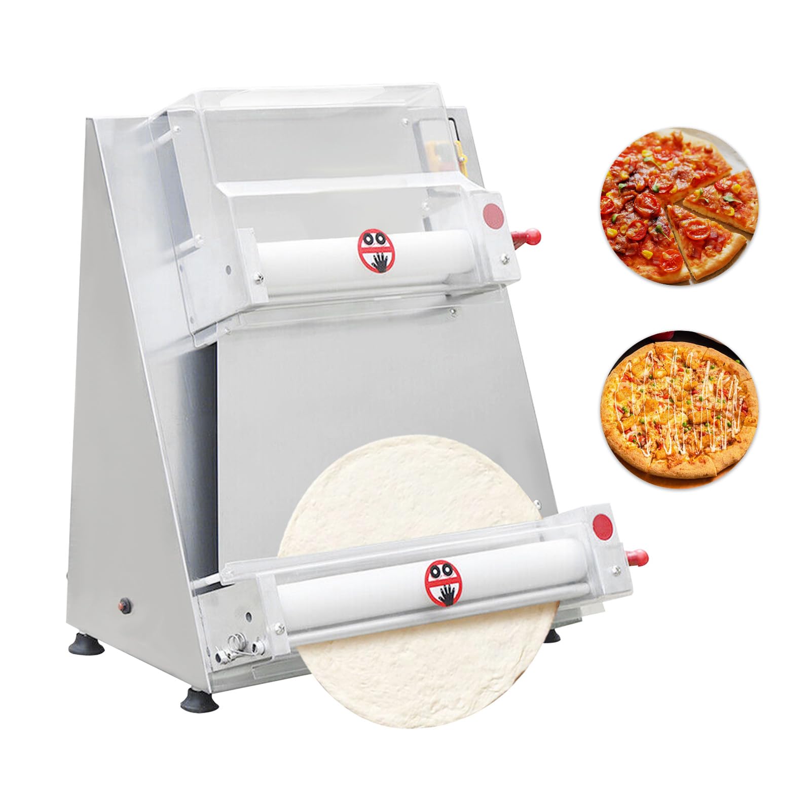 AGULIUM Pizza Dough Roller Sheeter Max 15.74" Automatic Commercial Dough Roller Machine Stainless Steel Pizza Dough Roller 370W Dough Sheeter Machine for Home and Pizza Bread Shops