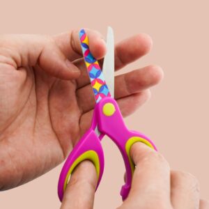 kids Scissors 3 Pack Children's Scissors with Comfort Handles 5" Safety Blunt Tip Scissors Floral Print Blades and Soft Grip Cute Scissors,School, DIY, Home, Classroom Use Crafting Cutting Paper