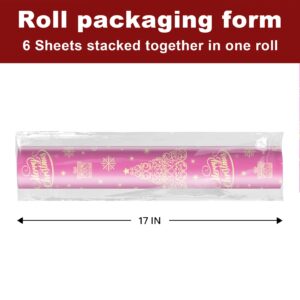 EWES Pink Christmas Wrapping Paper Rolls Cute Kids Reversible Tree Thick Aesthetic Elegant Gift Wrap Sheets Heavy Duty Girls Girly Princess Total 28.5sq.ft