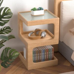 homemore two storage space nightstand bedside table bedroom furniture bedroom nightstand original wood color suitable for bedroom office