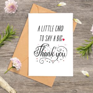 TRIDECOR Thank you Card with Envelope, Simple Cute Single Card, Grateful Card - Folded 5"x7" Card for Him, Her, Teacher, Boss, Doctor, Mom, Dad, Coworker, Bridesmaids, Groomsmen