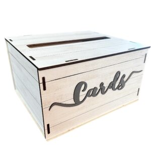 wooden wedding card box for reception money envelopes,bridal & baby showers, graduations or engagements (rustic white)