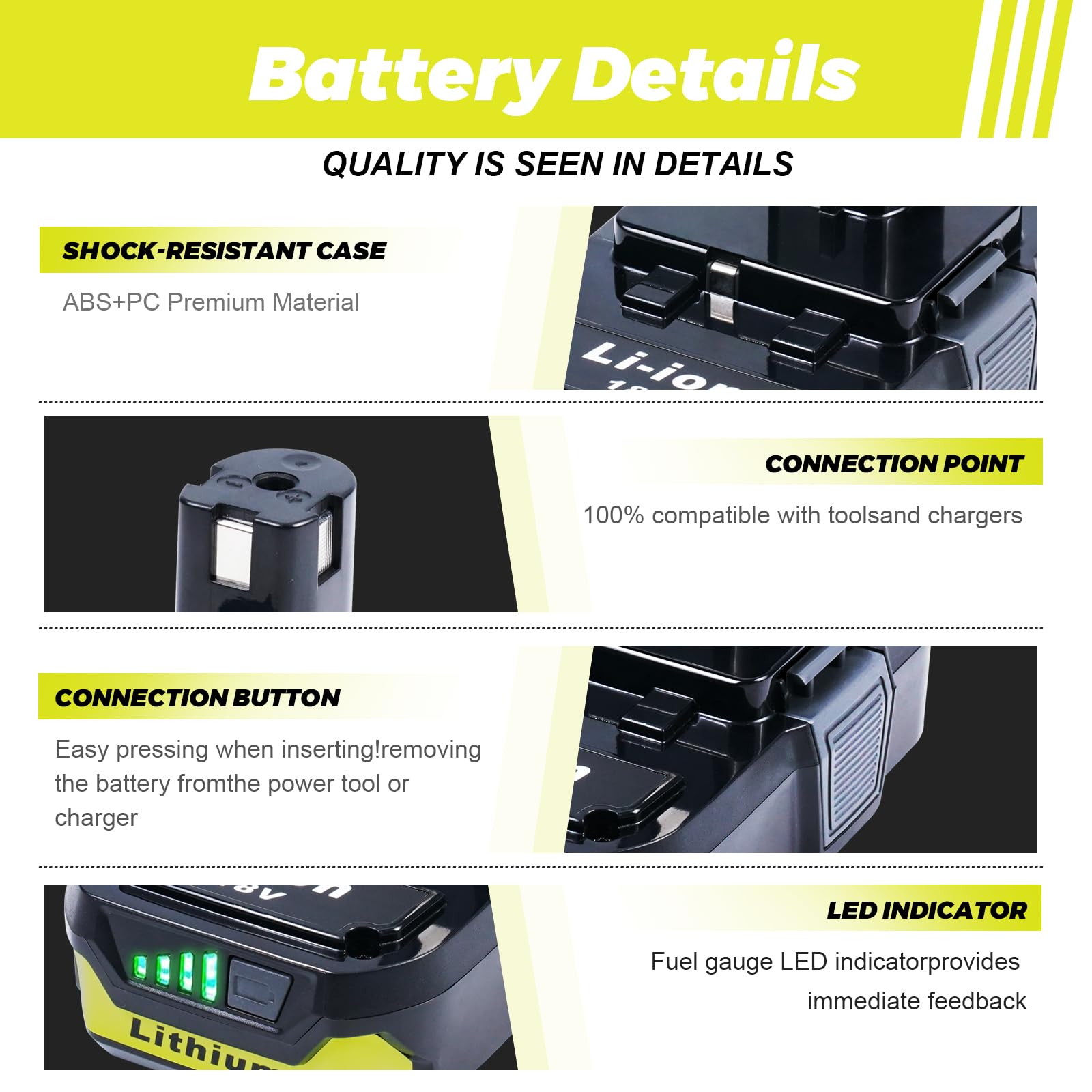 ULDERTRA 2-Pack 3.0Ah Replacement Batteries and Rapid Charger for Ryobi 18V Tools