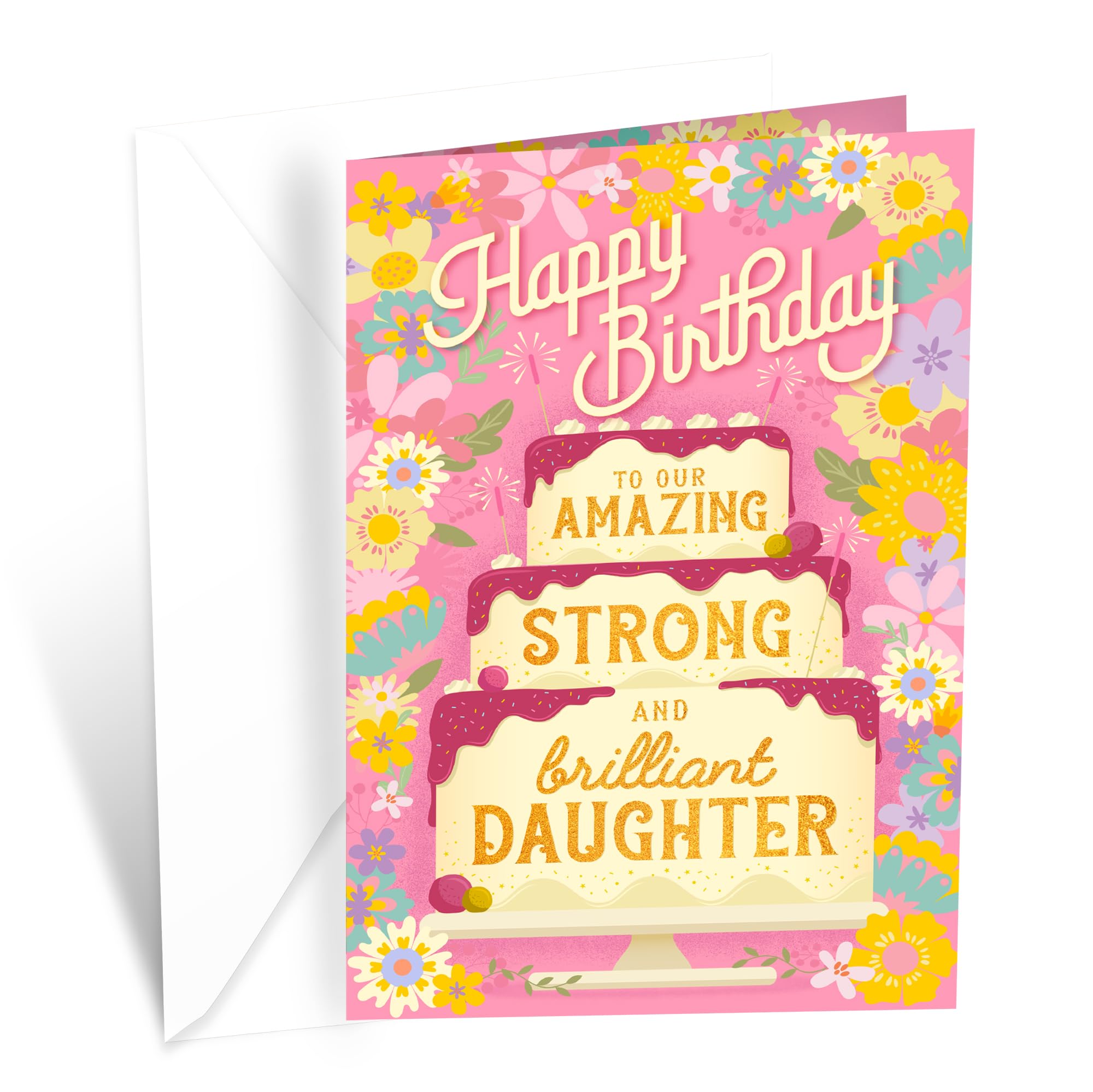 Prime Greetings Daughter Birthday Card, Made in America, Eco-Friendly, Thick Card Stock with Premium Envelope 5in x 7.75in, Packaged in Protective Mailer