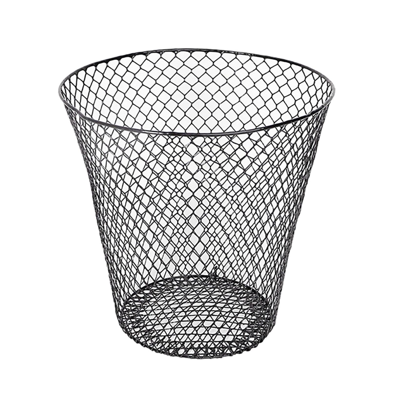 Wire Mesh Round Waste Basket, 9 inch Wide Trash Can Wire Basket, Lightweight Mesh Trash Can Open Top Wastebasket Recycling Bins Desk Office School Garbage Cans Home Office Essential (1PC-Black)