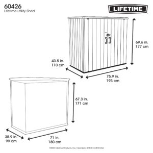 Lifetime Outdoor Utility Storage Shed with Double Wall Steel-Reinforced Construction, 6.3 x 3.6 FT