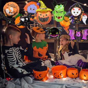 19 Pcs Halloween Foil Balloons, Halloween Party Balloons Pumpkin Ghost Spider Witch Wizard Black Cat Monster Bat Balloon for Halloween Party Decorations Supplies