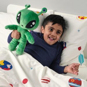 DYNUBECY Alien Plush Toy,Green Alien Pillow for Kids' Room Decor,Big-Eyed Alien Gift for Animation Fans and Kids Birthday