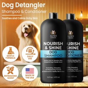 Dog Shampoo and Conditioner Set for Allergies, Itching & Daily Use | Itchy Skin Relief & Odor Control | with Lavender & Rosemary Oils for Calming | Safe for Sensitive Skin | All Dogs, 16 fl oz x 2