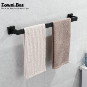 Bathroom Hardware Accessories Set, 16.6 Inch Towel Racks, Towel Bar, Towel Holder, Black