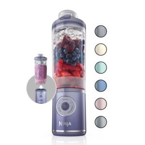 ninja blast max, portable blender + twist & go, personal blender, ninja blender, smoothie, blend, ice crush, 3 programs, cordless, 22 oz removable vessel, dishwasher safe, leakproof, lavender, bc251ld