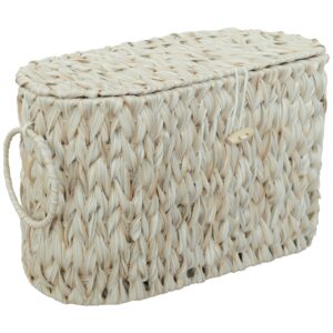 coeusy toilet paper basket,wicker toilet paper storage with lid,toilet paper storage bin container with handle,decorative boho bathroom toilet paper organizer holder,free standing-cream white