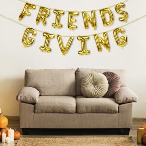 Friendsgiving Balloons, Friends Giving Banner for Party Decorations, Foil Balloons for Friendsgiving Decor (Gold)