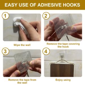 brushkitkit Large Adhesive Stainless Steel Hooks for Hanging Heavy Duty Wall Hooks 22 lbs Self Adhesive Towel Hook Waterproof Transparent Hooks 10 PCS(Four Colors are Optional) (White)