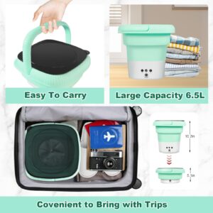 Portable Washing Machine,6.5L Folding Washing Machine,Mini Washer,Small Portable Washer Easy to Carry,Suitable for Apartments, Dormitories, Camping, RV, Travel Laundry,Hotels (Green-6.5L)