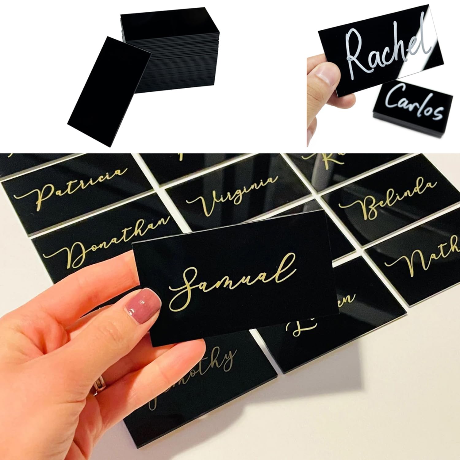 50Pcs Black Acrylic Table Place Card for Wedding DIY Table Seating Cards Wedding Supplies Decoration