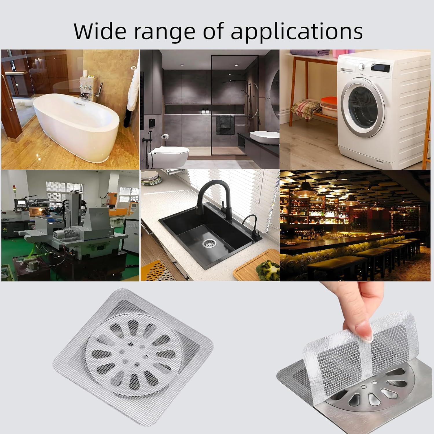 4" X 4"Disposable Floor Drain Sticker Shower Drain Hair Catcher Shower Drain Cover Hair Catcher Mesh Stickers for Bathroom Washbasin Bathtub Kitchen Sink for Human and Pet Hair (50pcs)