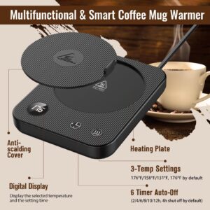 Mug Warmer, Coffee Mug Warmer with 3-Temp Settings, Auto Shut-Off Coffee Warmer, Anti-Scalding Waterproof Mug Warmer for Desk, Coffee Cup Warmer Display Status, Coffee Warmer for Desk for Coffee Milk