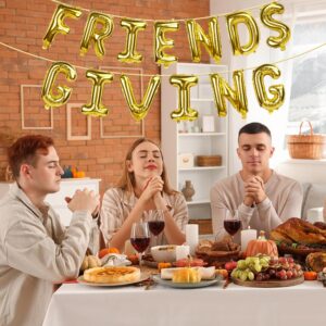 Friendsgiving Balloons, Friends Giving Banner for Party Decorations, Foil Balloons for Friendsgiving Decor (Gold)