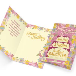 Prime Greetings Daughter Birthday Card, Made in America, Eco-Friendly, Thick Card Stock with Premium Envelope 5in x 7.75in, Packaged in Protective Mailer