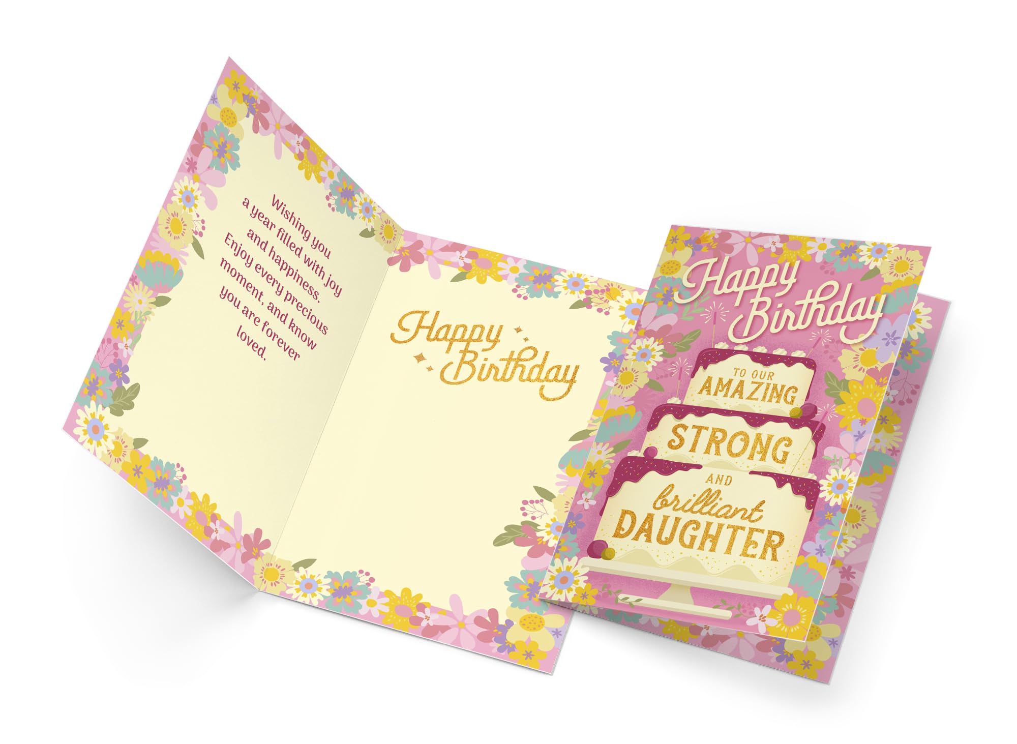 Prime Greetings Daughter Birthday Card, Made in America, Eco-Friendly, Thick Card Stock with Premium Envelope 5in x 7.75in, Packaged in Protective Mailer