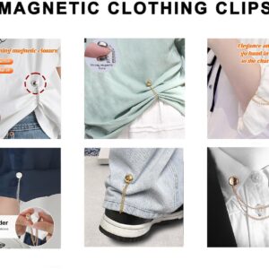 Multi-Function Magnetic Clothing Clips, 4 Pack Strongest Magnetic Strength Buttons Clips, Magnetic Shirt Accessories, Hijab Magnets with Chain, Shawl Clips for Women Magnetic Clothing Accessories