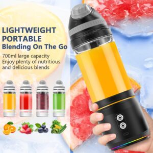 Portable Blender, 300W Personal Mini Blender for Shakes and Smoothies, 24oz Compact Travel Blender with 6000mah USB-C Rechargeable, Intelligent Cleaning Travel Lid & BPA-Free Bottle (Black)