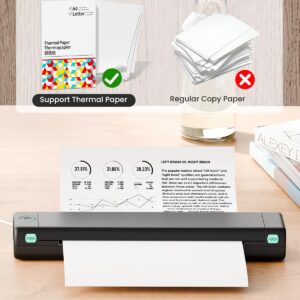 Phomemo M08F Wireless Portable Printer & US Letter Folding Thermal Paper Size 8.5" x 11", 200 Sheets, Inkless Thermal Compact Printer for Travel, Compatible with Android and iOS Phone & Laptop