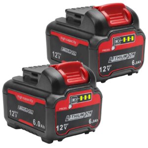 tenmoer 2 pack 6.0ah compatible with dewalt 12v 6.0ah battery replacement for 12v dewalt batteries dcb127 dcd701f2