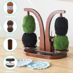 Baffect Yarn Holder Magnetic, Yarn Ball Holder Wooden, Yarn Spindle With Double Spindles, Spinning Yarn Holder For Crochet Lovers