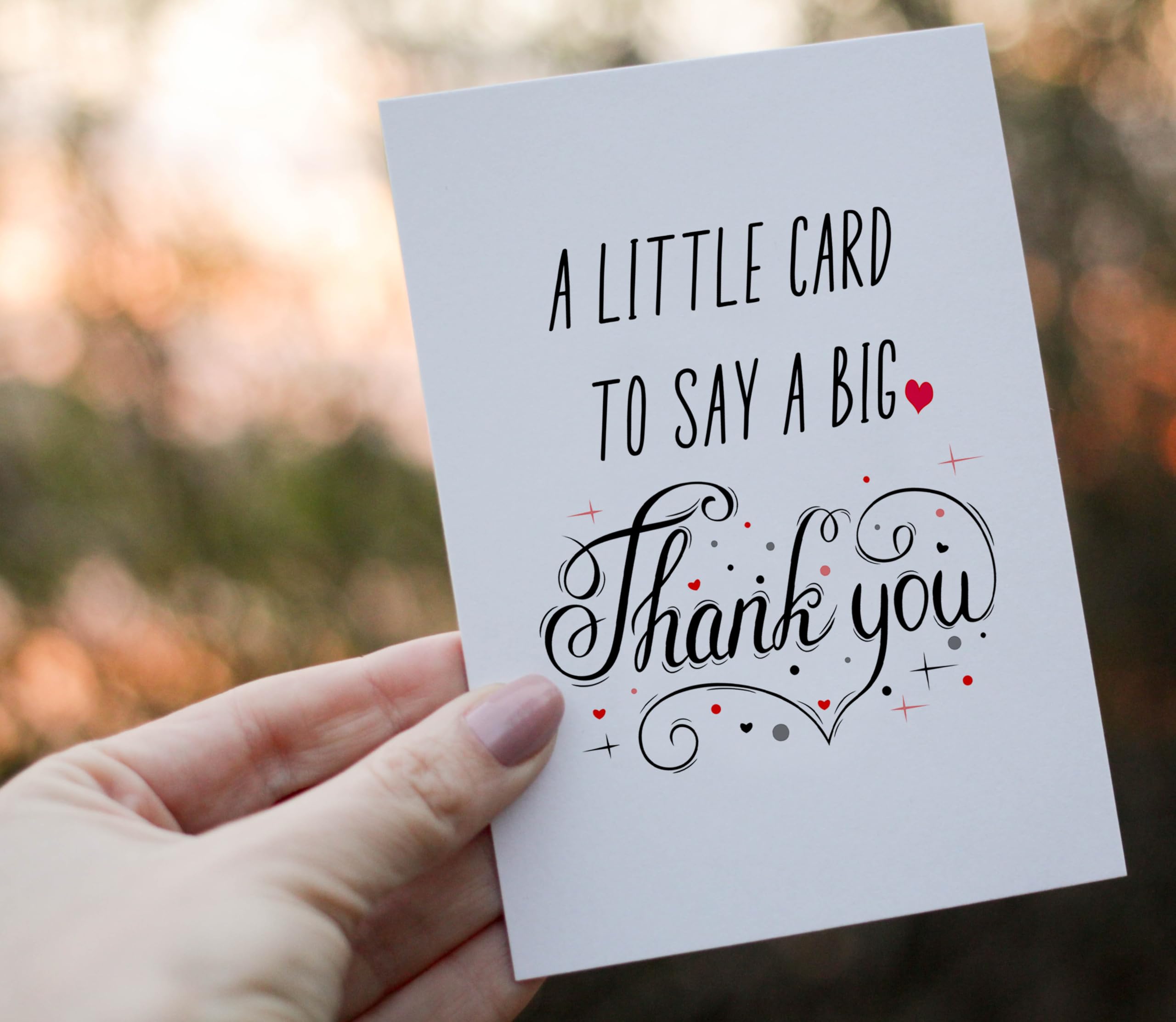 TRIDECOR Thank you Card with Envelope, Simple Cute Single Card, Grateful Card - Folded 5"x7" Card for Him, Her, Teacher, Boss, Doctor, Mom, Dad, Coworker, Bridesmaids, Groomsmen