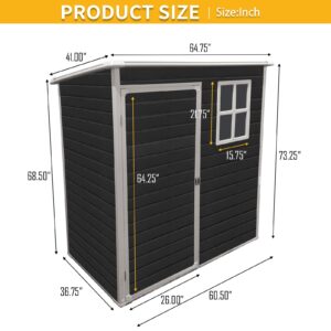 Shaical Outdoor Storage Shed with Floor and Window, 5x3ft Waterproof Tool Shed with Vents, Lockable Door, All Weather Sloping Roof Outdoor Shed, for Lawnmower, Bike, Tools, Black