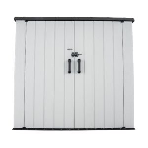 lifetime outdoor utility storage shed with double wall steel-reinforced construction, 6.3 x 3.6 ft