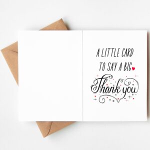 TRIDECOR Thank you Card with Envelope, Simple Cute Single Card, Grateful Card - Folded 5"x7" Card for Him, Her, Teacher, Boss, Doctor, Mom, Dad, Coworker, Bridesmaids, Groomsmen