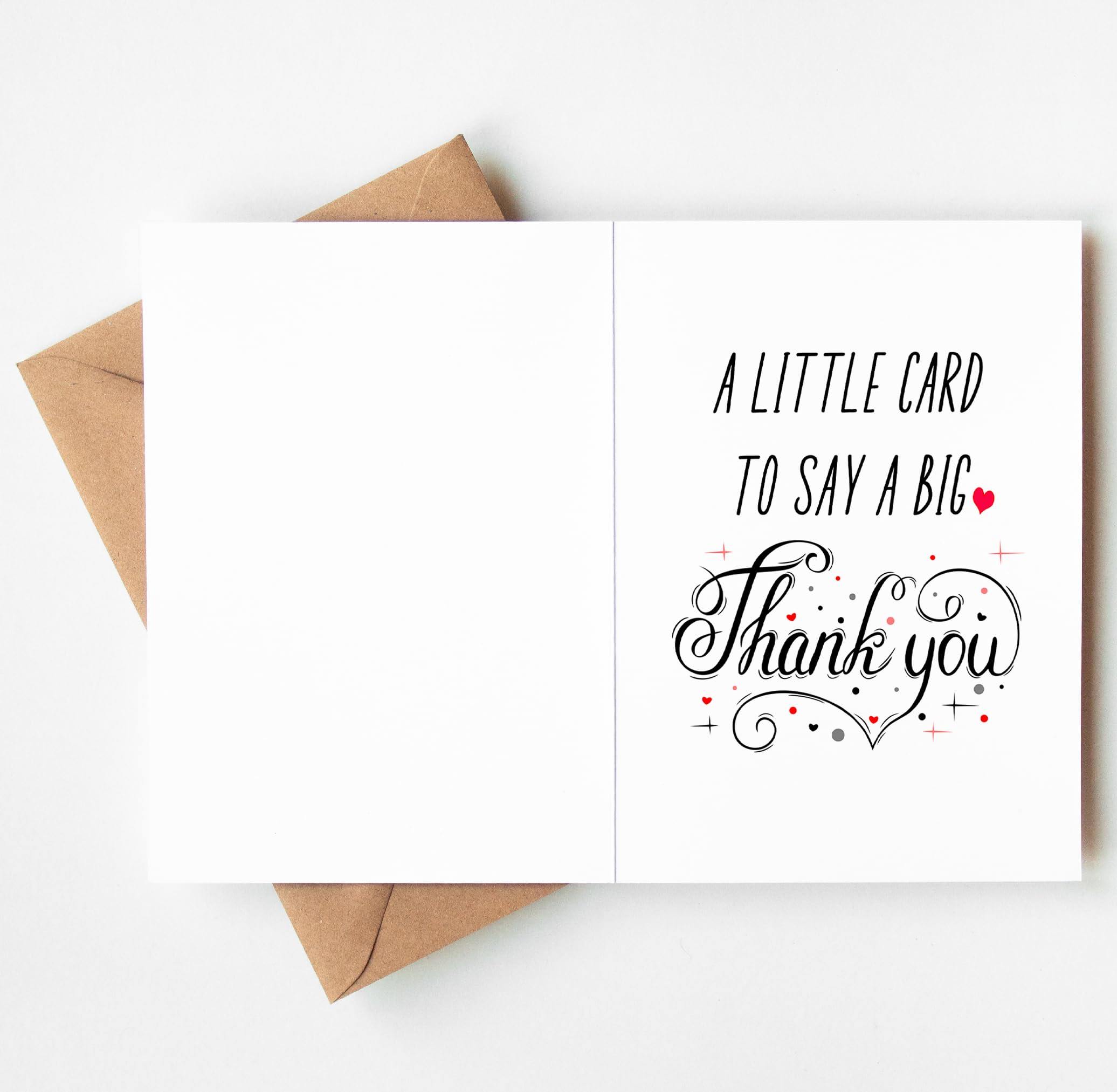 TRIDECOR Thank you Card with Envelope, Simple Cute Single Card, Grateful Card - Folded 5"x7" Card for Him, Her, Teacher, Boss, Doctor, Mom, Dad, Coworker, Bridesmaids, Groomsmen