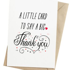 TRIDECOR Thank you Card with Envelope, Simple Cute Single Card, Grateful Card - Folded 5"x7" Card for Him, Her, Teacher, Boss, Doctor, Mom, Dad, Coworker, Bridesmaids, Groomsmen