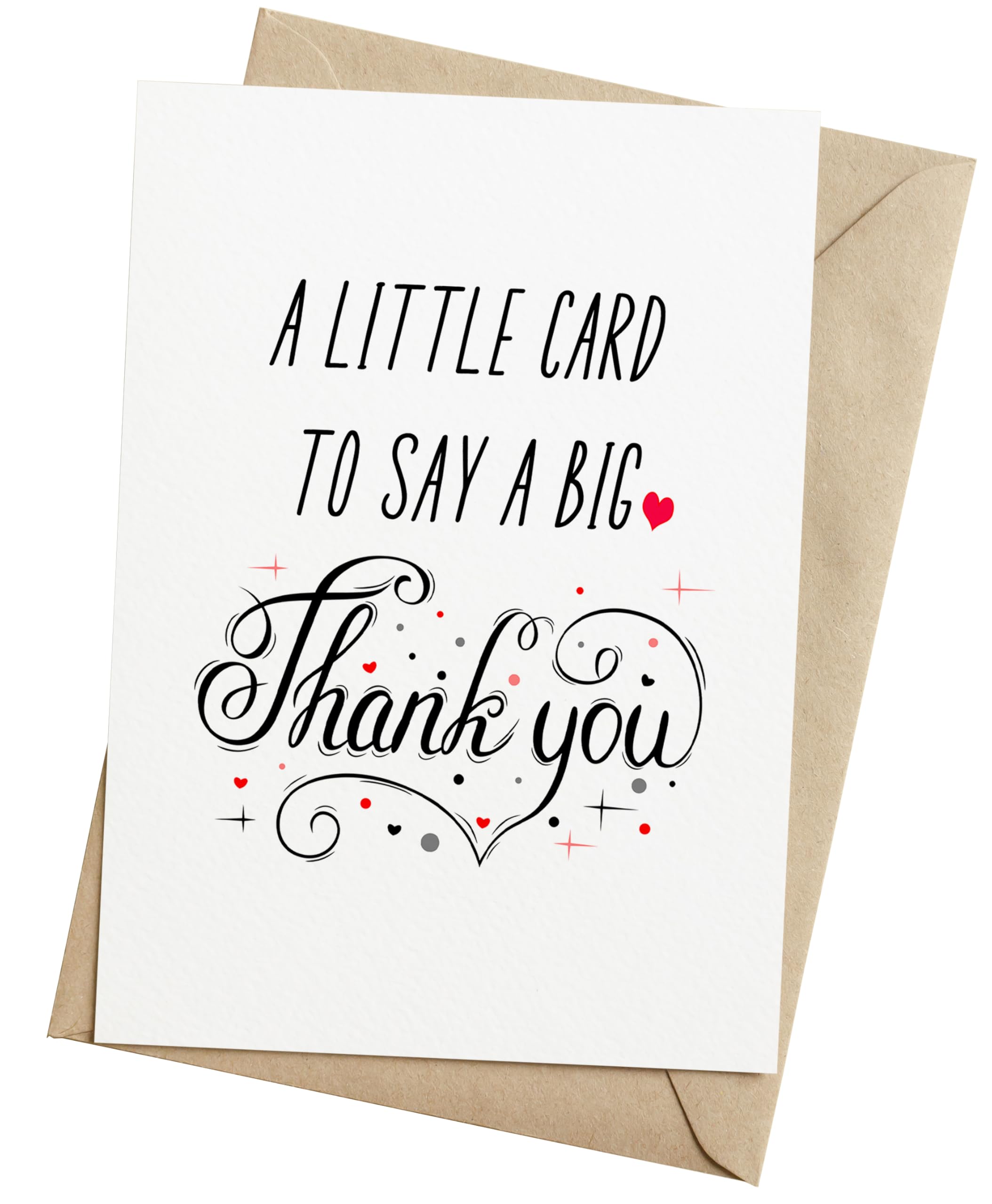 TRIDECOR Thank you Card with Envelope, Simple Cute Single Card, Grateful Card - Folded 5"x7" Card for Him, Her, Teacher, Boss, Doctor, Mom, Dad, Coworker, Bridesmaids, Groomsmen