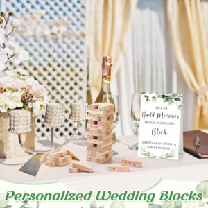 Nuanchu 125 Pcs Wedding Guest Book Alternative 100 Wooden Block Guest Book 24 Signing Pens Wedding Game Sign Wedding Decorations for Reception Bridal Shower Guest Book for Sign in